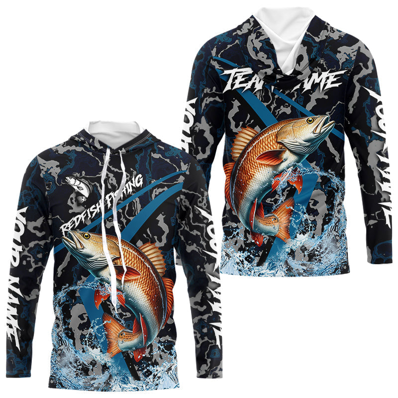 Custom Redfish Fishing Camo Long Sleeve Fishing, Personalized Red Drum Fishing Team NQS9703