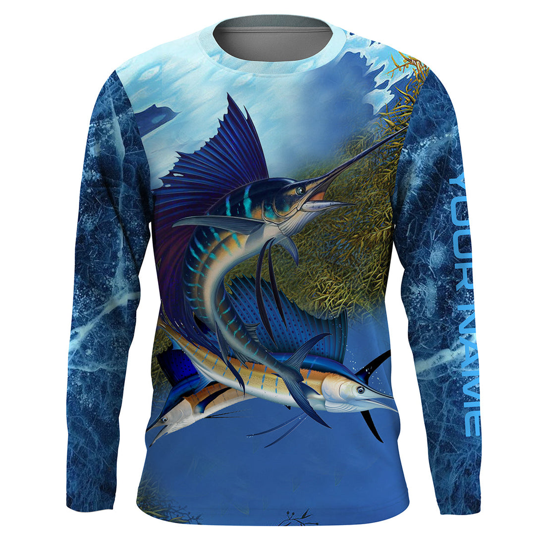Sailfish fishing blue deep sea Custom UPF fishing, custom fishing with hood NQS3218