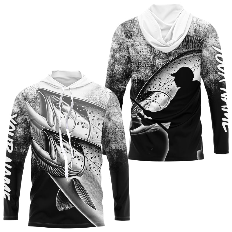 Black and white King Salmon Fishing Customize 3D All Over Printed Personalized Fishing Gifts NQS354