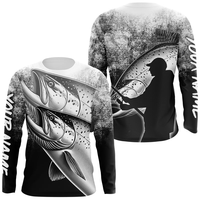 Black and white King Salmon Fishing Customize 3D All Over Printed Personalized Fishing Gifts NQS354