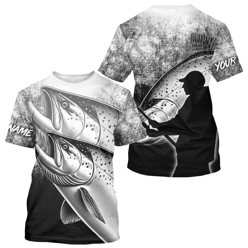 Black and white King Salmon Fishing Customize 3D All Over Printed Personalized Fishing Gifts NQS354