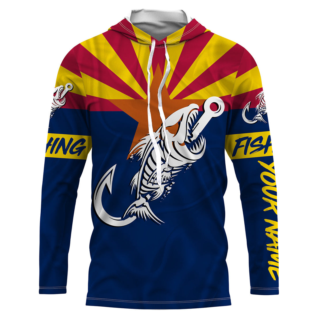 AZ Fishing Custom Arizona Flag Fish hook skull Custom Name sun protection custom fishing NQS3316