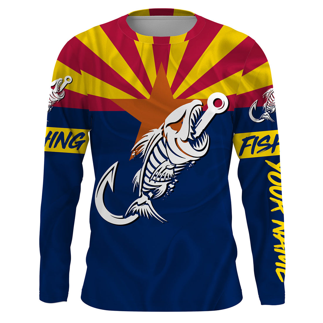 AZ Fishing Custom Arizona Flag Fish hook skull Custom Name sun protection custom fishing NQS3316