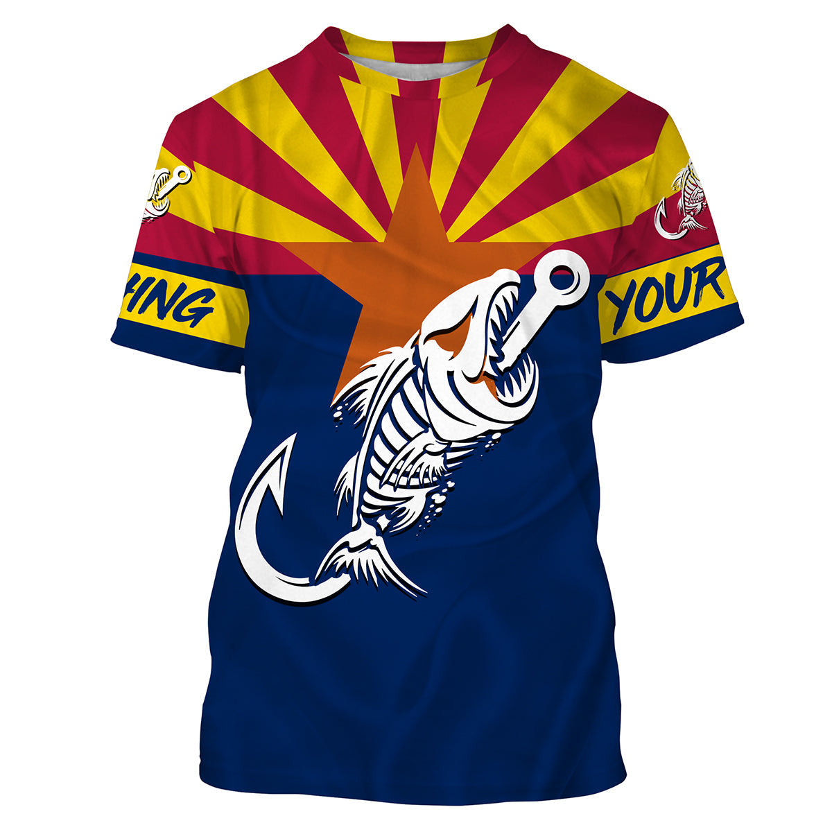 AZ Fishing Custom Arizona Flag Fish hook skull Custom Name sun protection custom fishing NQS3316
