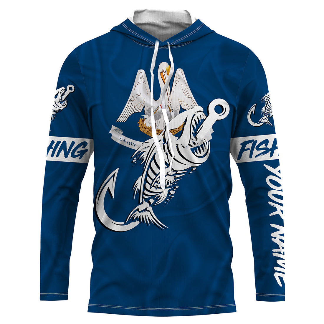 LA Fishing Custom Louisiana Flag Fish hook skull Custom sun protection fishing, women NQS3317