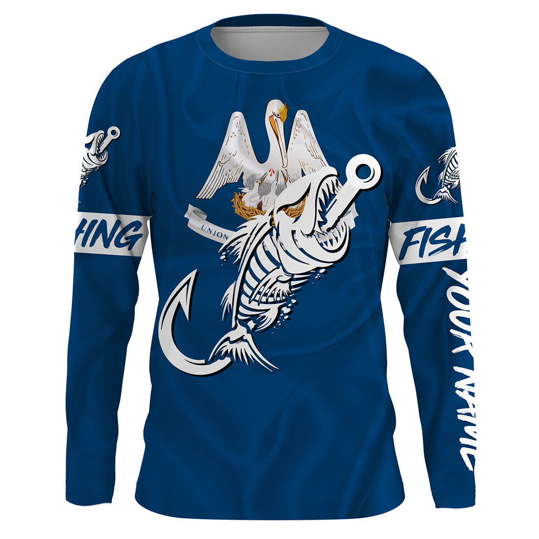 LA Fishing Custom Louisiana Flag Fish hook skull Custom sun protection fishing, women NQS3317