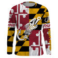 MD Fishing Custom Maryland Flag Fish hook skull Custom sun protection fishing, women NQS3318
