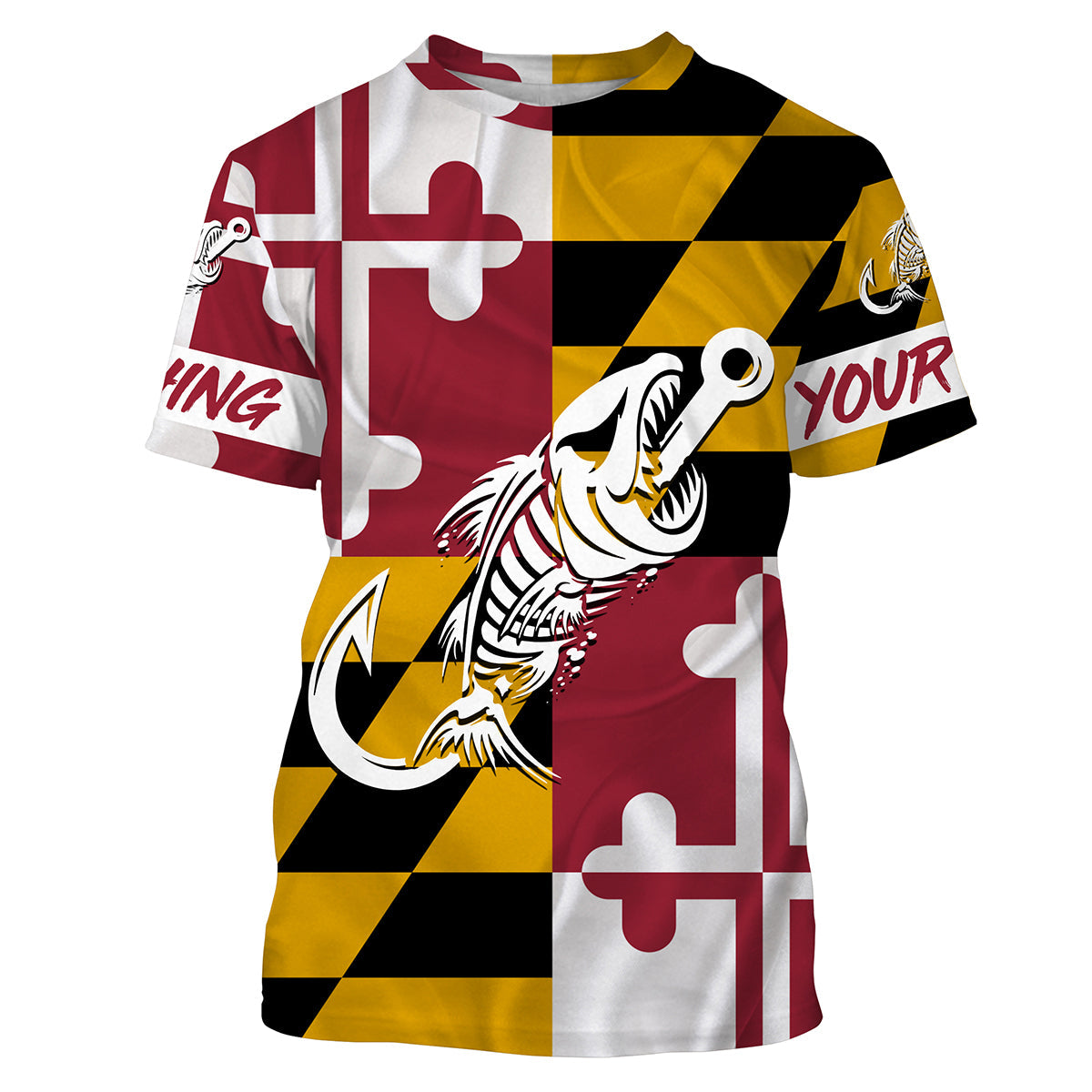 MD Fishing Custom Maryland Flag Fish hook skull Custom sun protection fishing, women NQS3318