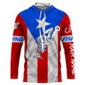 Puerto Rico Fishing Custom Flag Fish hook skull Custom sun protection fishing, women NQS3319
