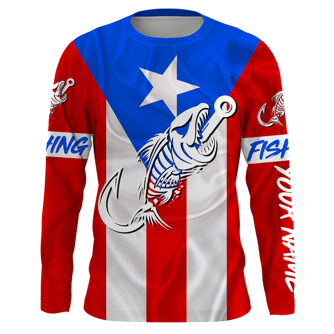 Puerto Rico Fishing Custom Flag Fish hook skull Custom sun protection fishing, women NQS3319