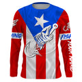 Puerto Rico Fishing Custom Flag Fish hook skull Custom sun protection fishing, women NQS3319