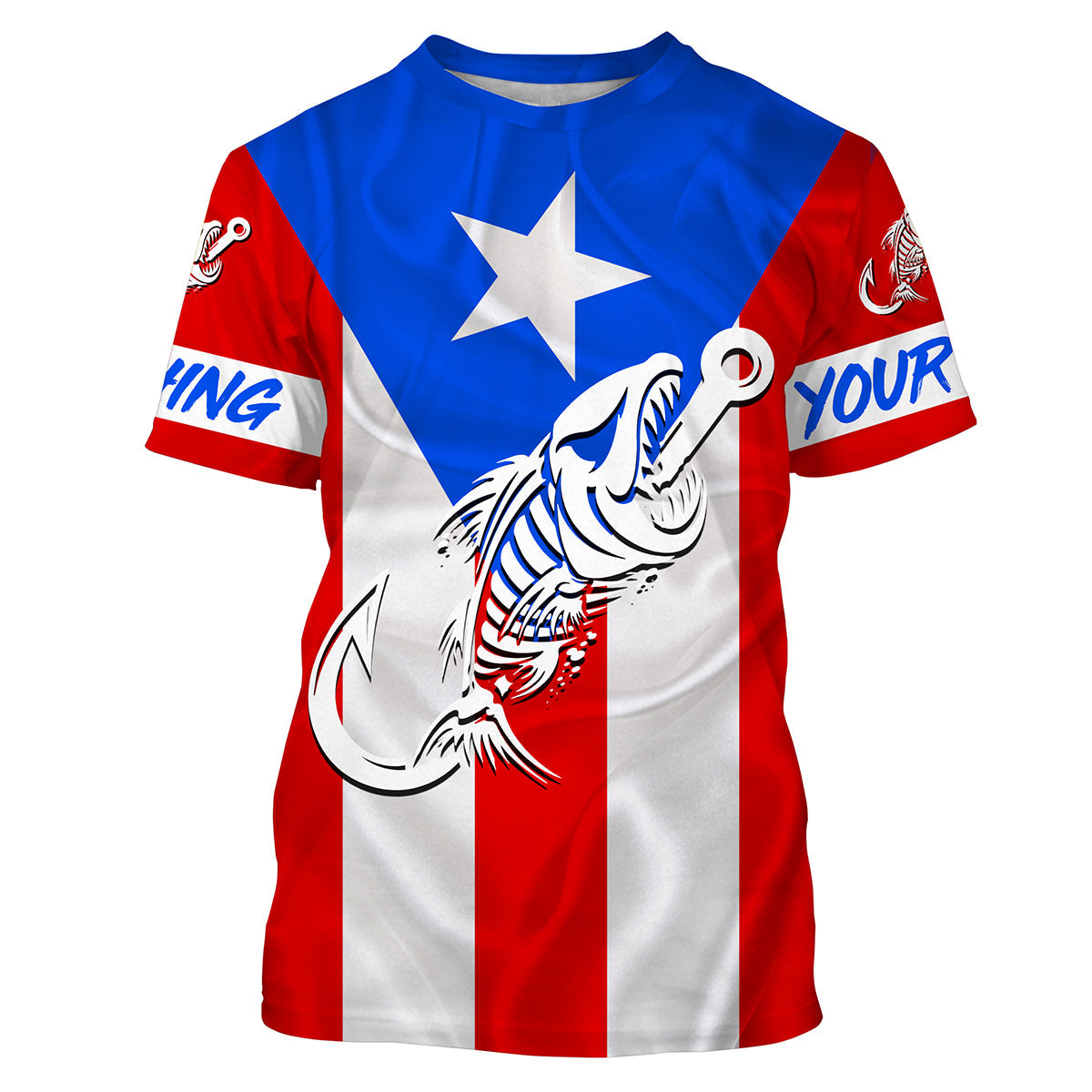 Puerto Rico Fishing Custom Flag Fish hook skull Custom sun protection fishing, women NQS3319