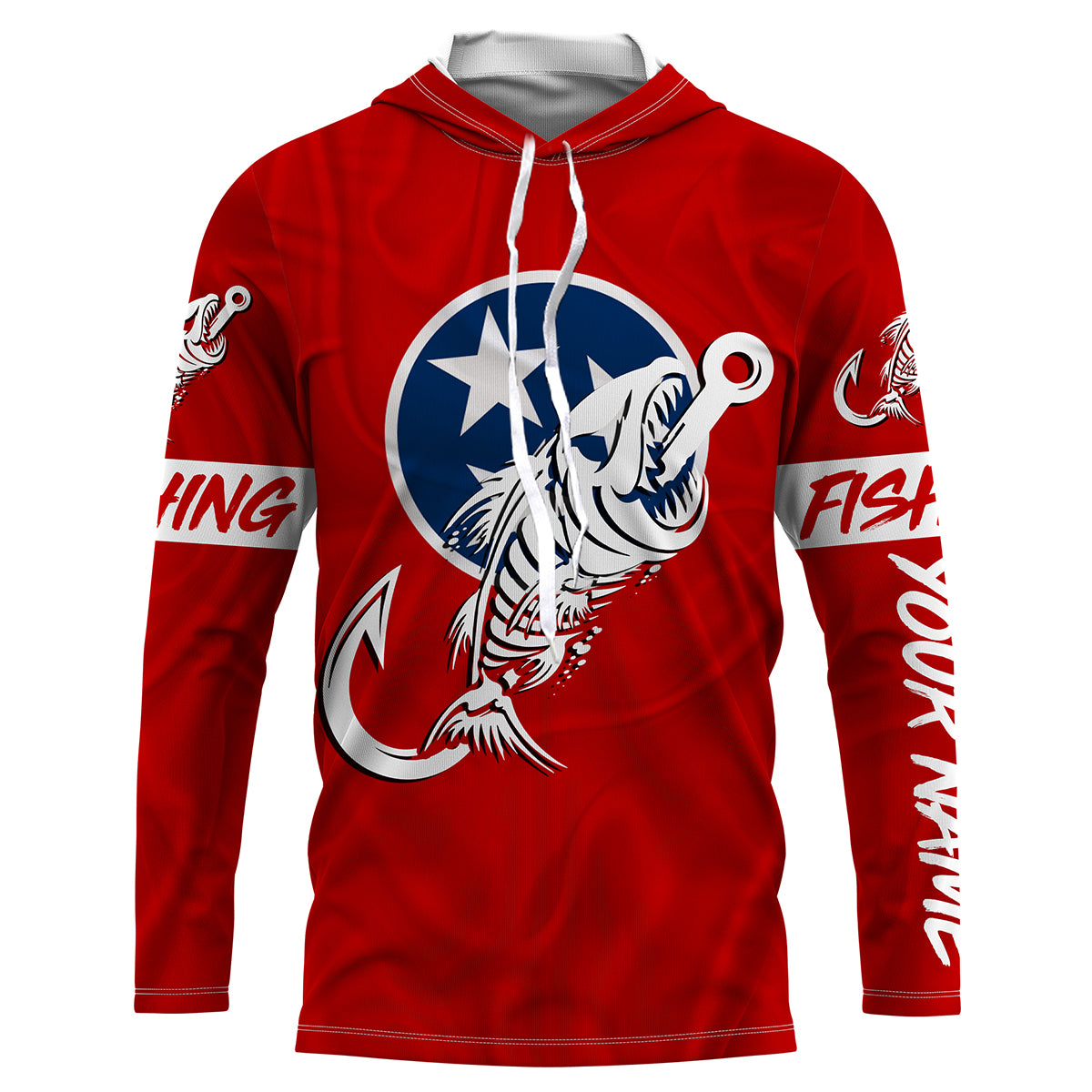 TN Fishing Custom Tennessee Flag Fish hook skull Custom sun protection fishing, women NQS3320