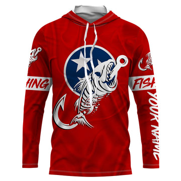 TN Fishing Custom Tennessee Flag Fish hook skull Custom sun protection fishing, women NQS3320