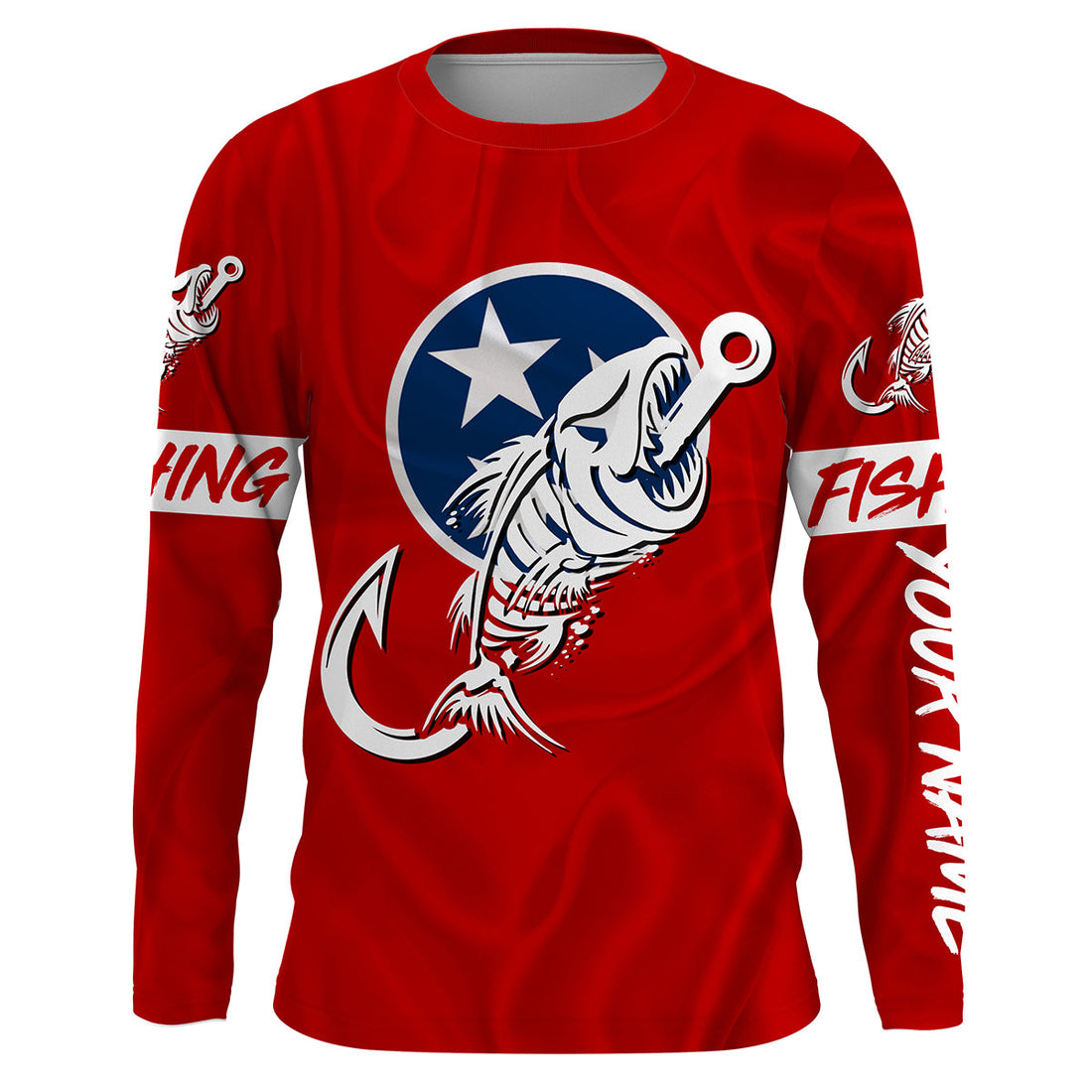 TN Fishing Custom Tennessee Flag Fish hook skull Custom sun protection fishing, women NQS3320