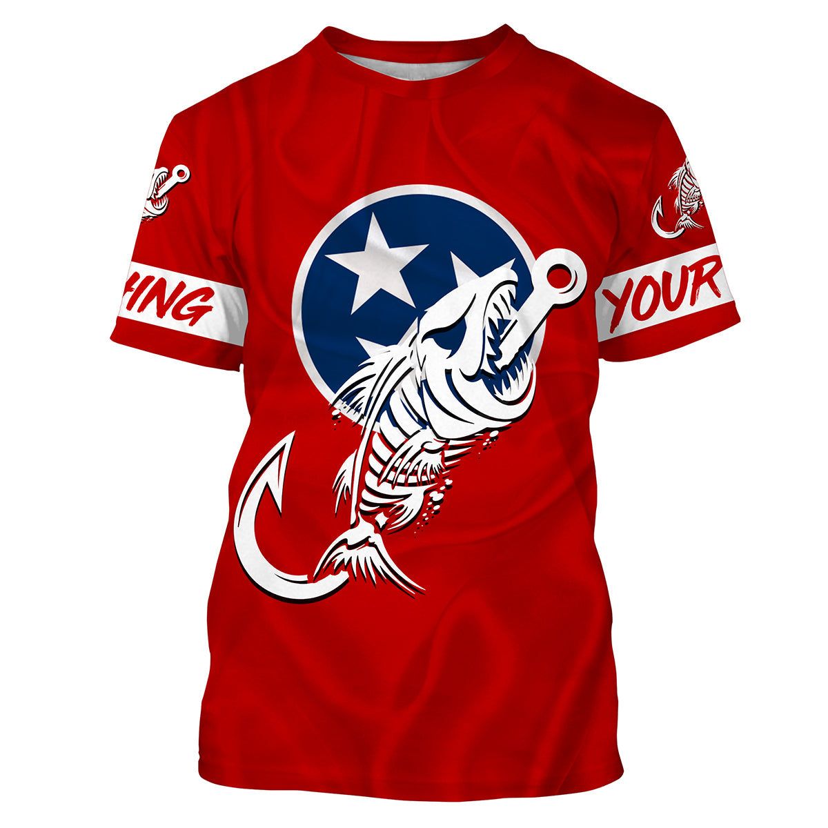 TN Fishing Custom Tennessee Flag Fish hook skull Custom sun protection fishing, women NQS3320