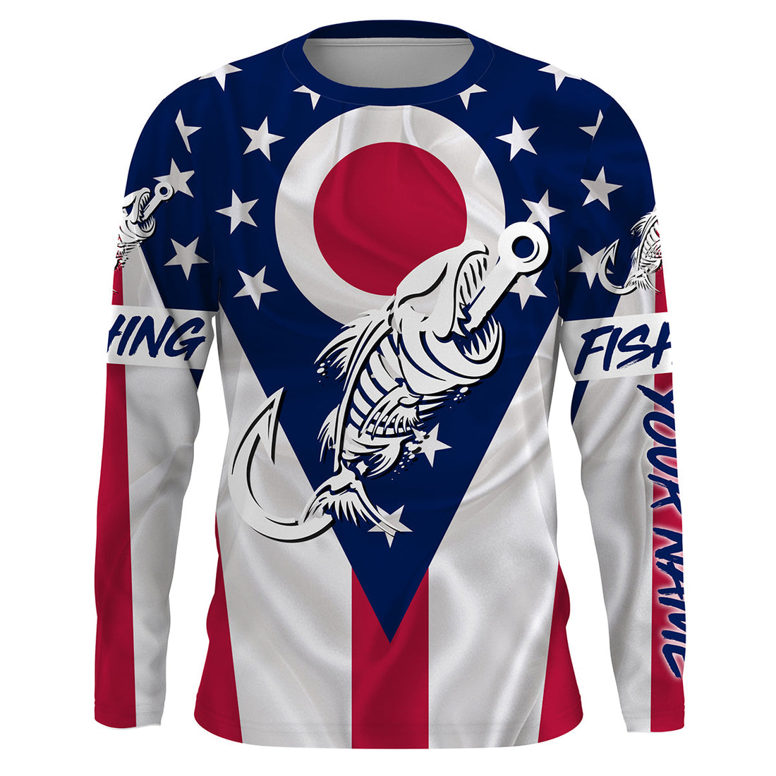 OH Fishing Custom Ohio Flag Fish hook skull Custom sun protection fishing, women NQS3323