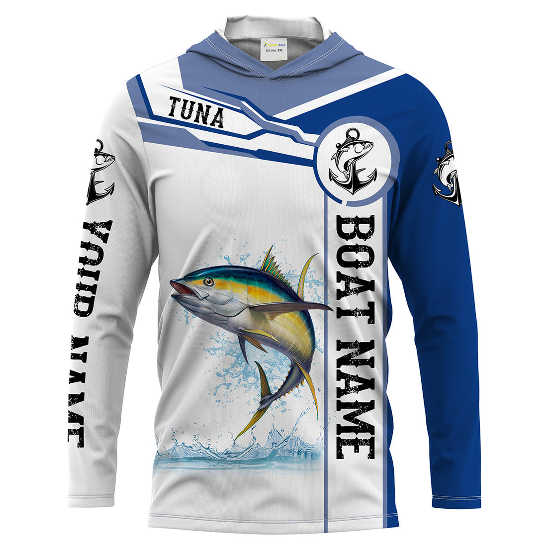 Tuna fishing UV protection Customize boat name tournament long sleeves fishing NQS1972