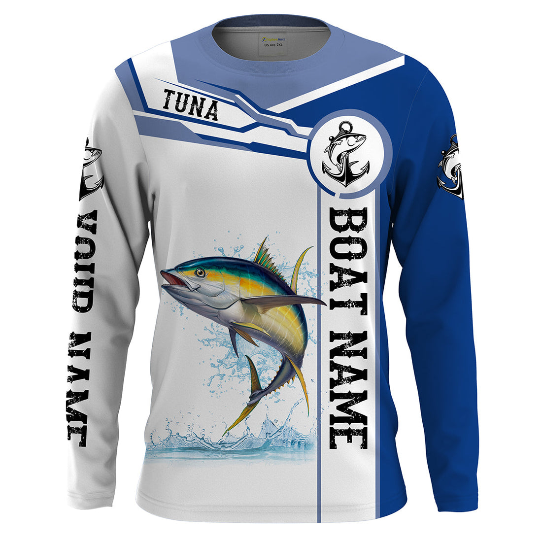 Tuna fishing UV protection Customize boat name tournament long sleeves fishing NQS1972