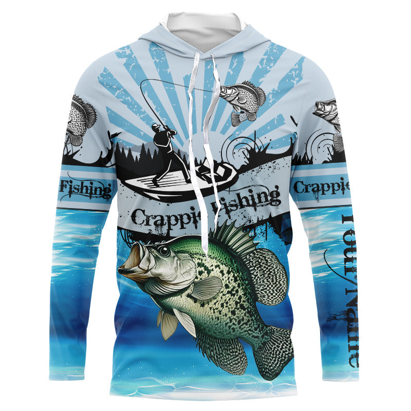 Personalized Crappie Fishing blue Long Sleeve Fishing, Crappie fishing NQS8957