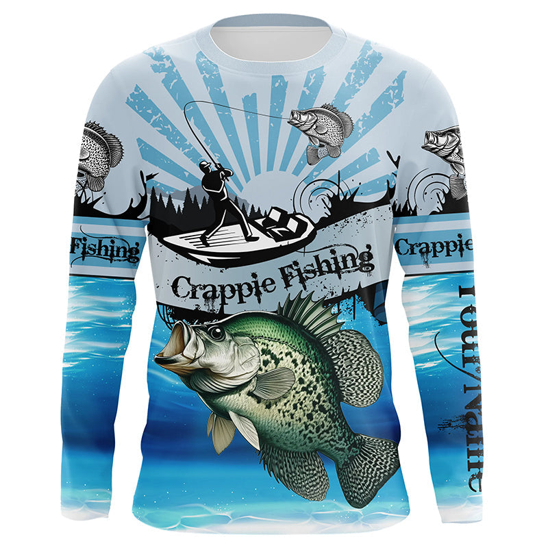 Personalized Crappie Fishing blue Long Sleeve Fishing, Crappie fishing NQS8957