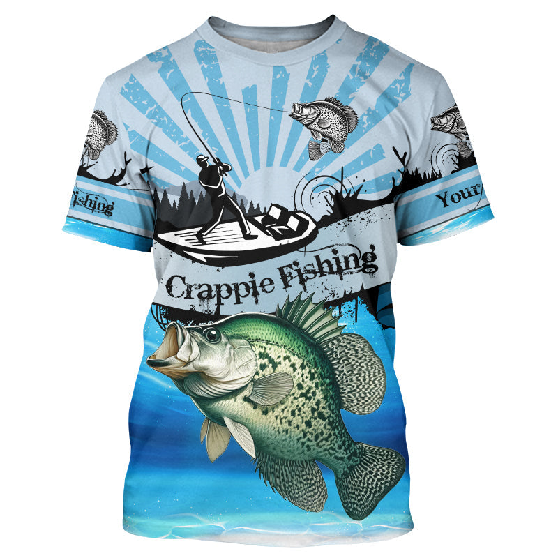 Personalized Crappie Fishing blue Long Sleeve Fishing, Crappie fishing NQS8957
