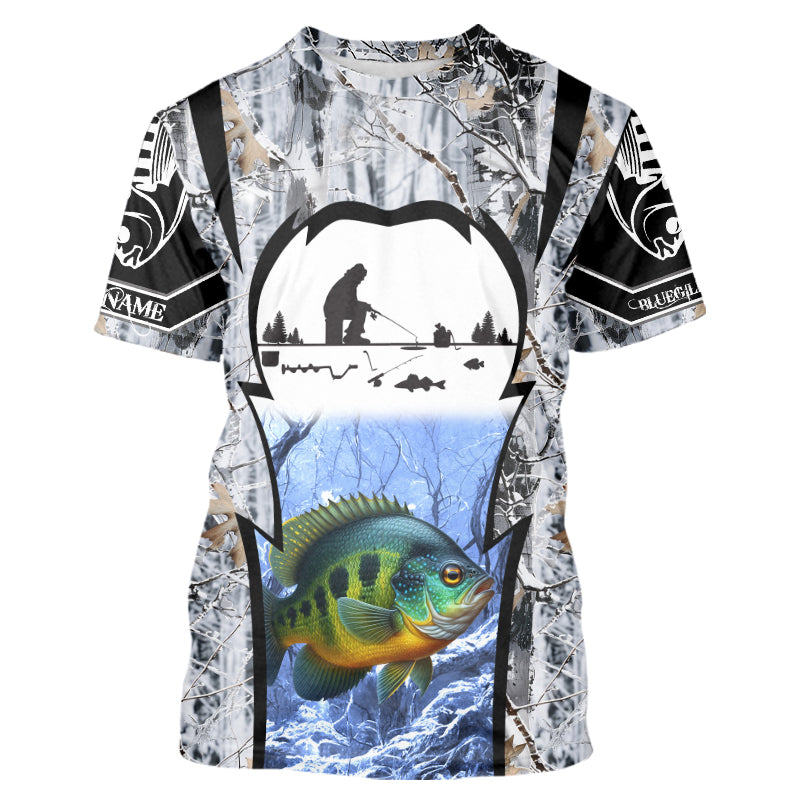 Bluegill ice fishing Winter camo custom unisex Long sleeve fishing, Ice fishing Bluegill NQS9193