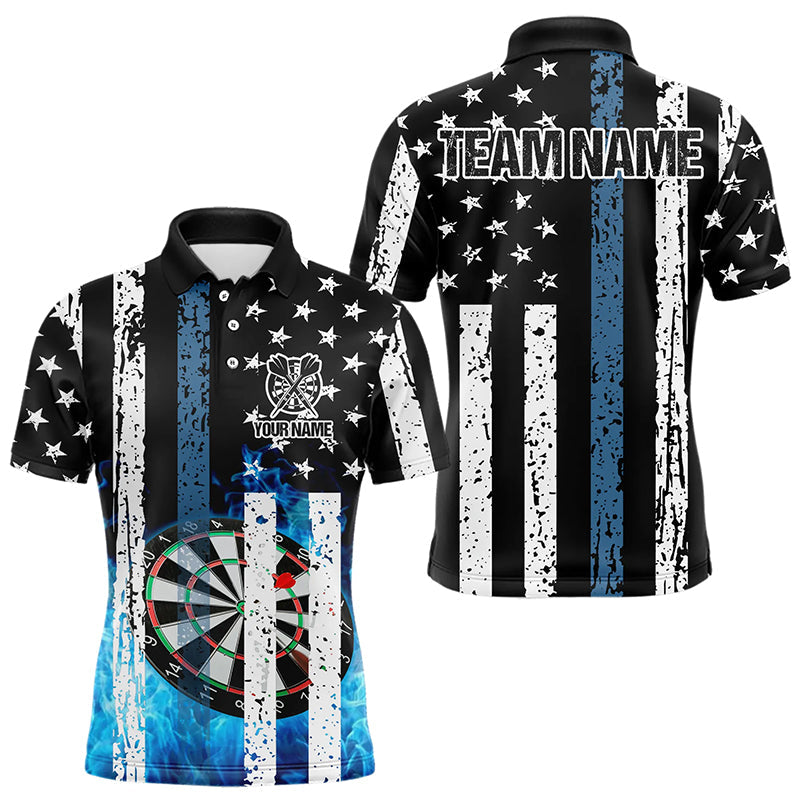 Blue Flame Dart Board Black and White American Flag Custom Team Dart, NQS9201