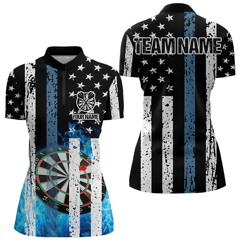 Blue Flame Dart Board Black and White American Flag Custom Team Dart, NQS9201