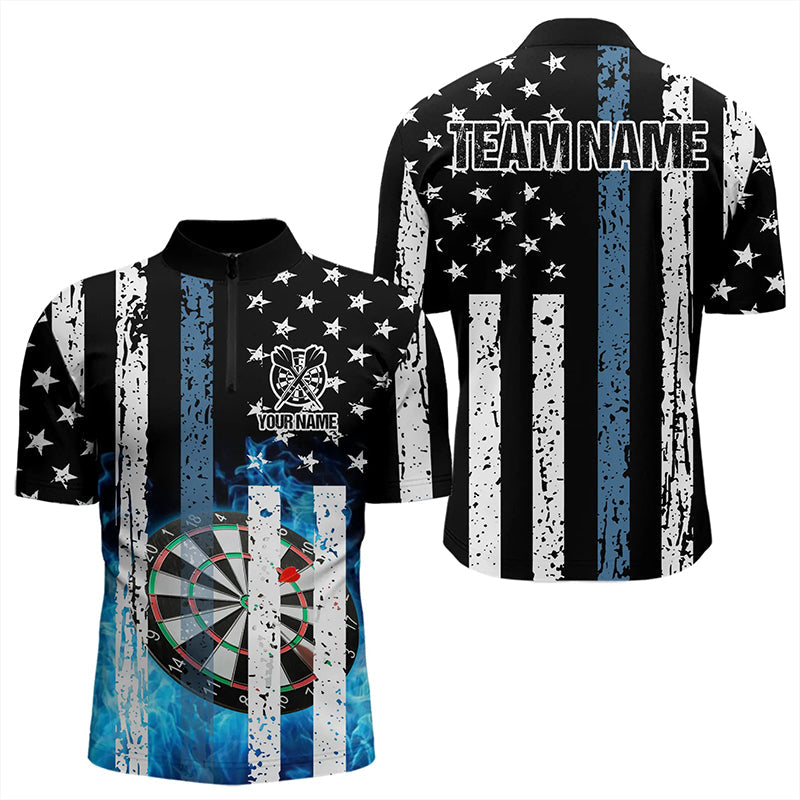 Blue Flame Dart Board Black and White American Flag Custom Team Dart, NQS9201