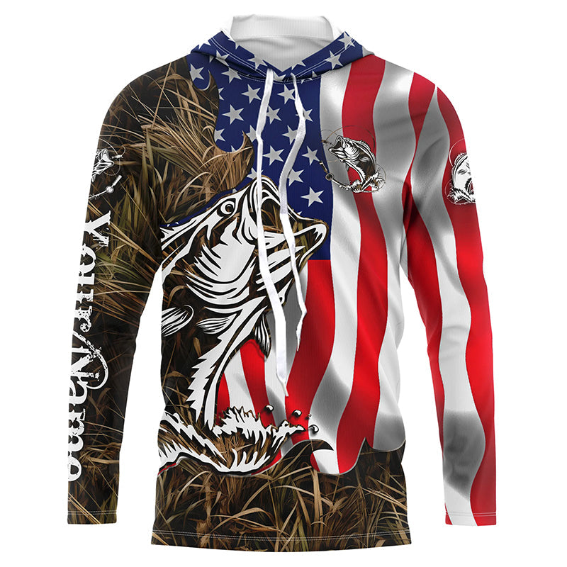 American Bass fishing flag camo Custom sun protection performance fishing, women, kid NQS5758