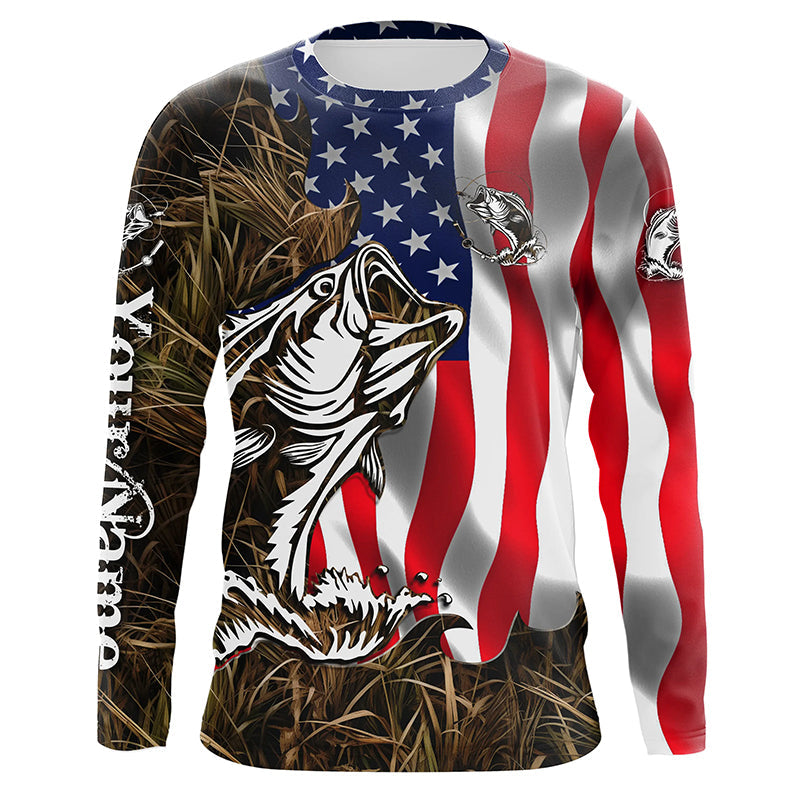 American Bass fishing flag camo Custom sun protection performance fishing, women, kid NQS5758
