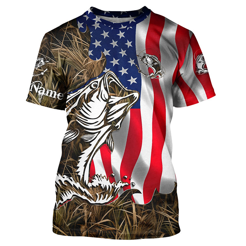 American Bass fishing flag camo Custom sun protection performance fishing, women, kid NQS5758