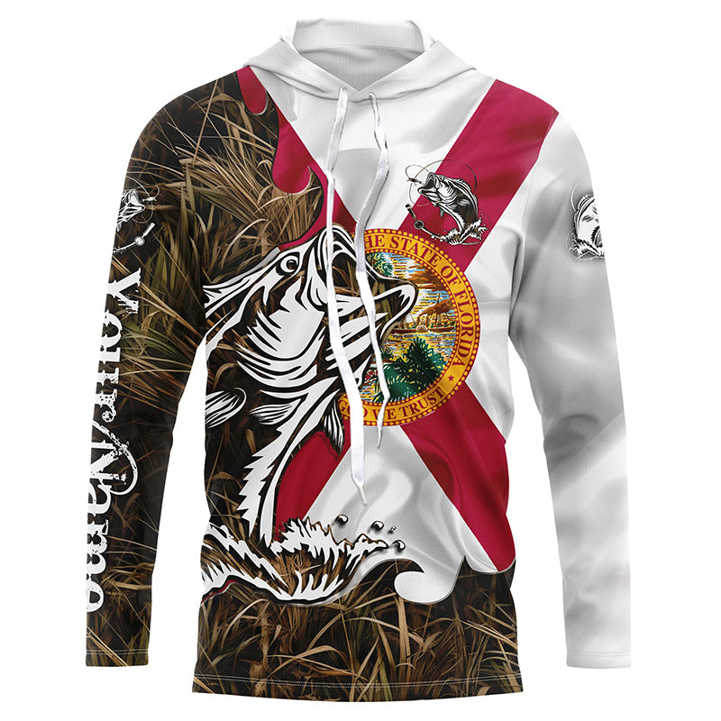 Florida Bass fishing flag camo Custom sun protection performance fishing, women, kid NQS5759