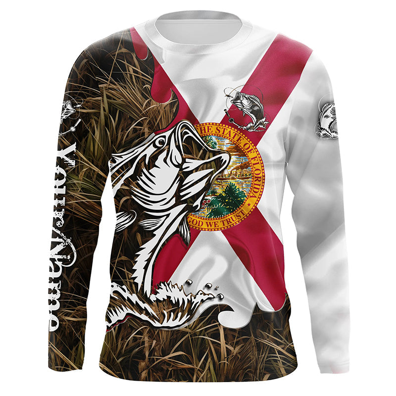 Florida Bass fishing flag camo Custom sun protection performance fishing, women, kid NQS5759