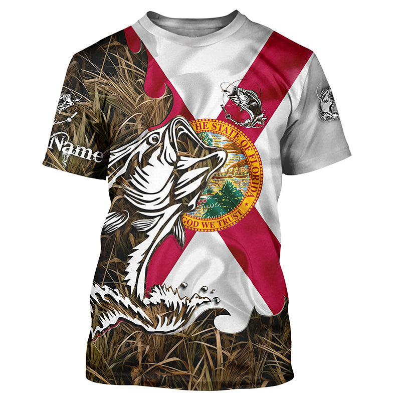Florida Bass fishing flag camo Custom sun protection performance fishing, women, kid NQS5759