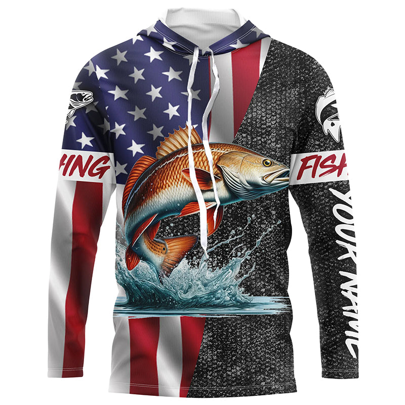 American Flag redfish Fishing Custom long sleeve Fishing personalized Fishing NQS4957