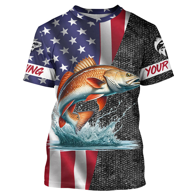American Flag redfish Fishing Custom long sleeve Fishing personalized Fishing NQS4957