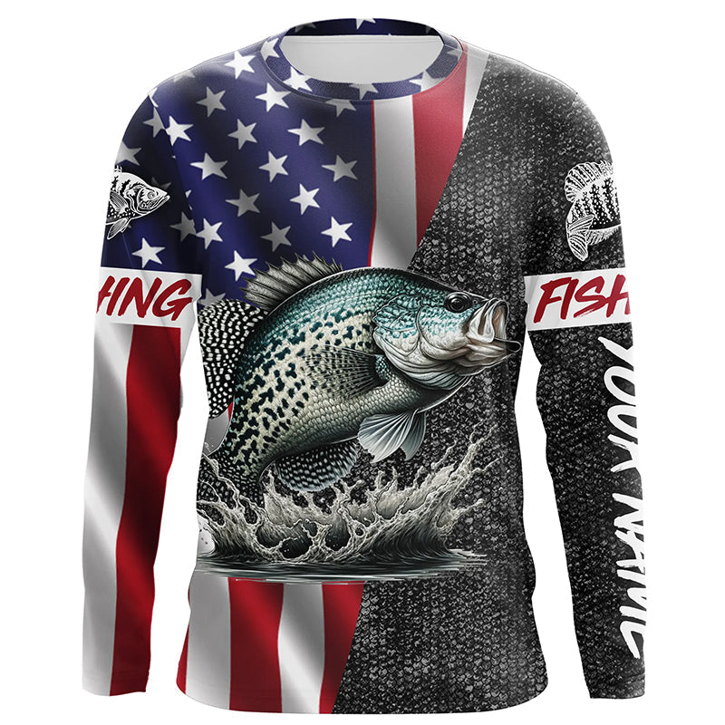 American Flag crappie Fishing Custom long sleeve Fishing personalized Fishing NQS4958