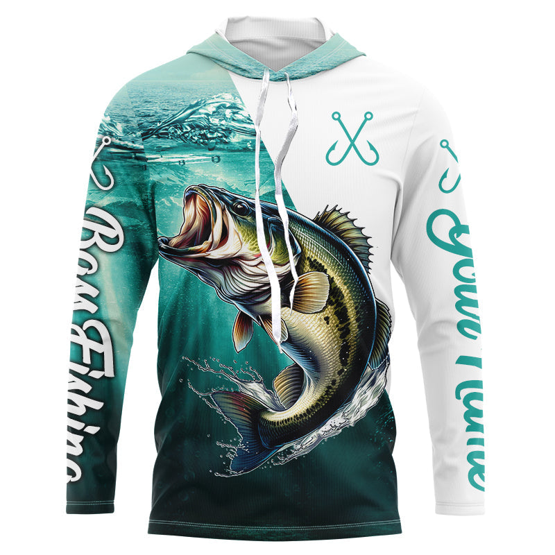 Largemouth Bass Fishing Custom Name green sun protection fishing NQS3484
