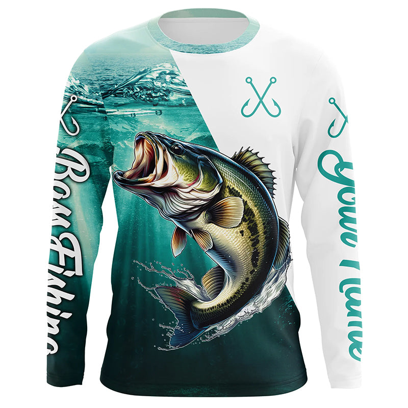Largemouth Bass Fishing Custom Name green sun protection fishing NQS3484