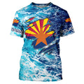 Blue sea wave ocean camo Arizona flag patriot Custom sun protection fishing long sleeve NQS5766