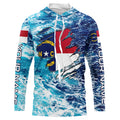 Blue sea wave ocean camo North Carolina flag patriot Custom sun protection fishing long sleeve NQS5767