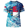Blue sea wave ocean camo North Carolina flag patriot Custom sun protection fishing long sleeve NQS5767