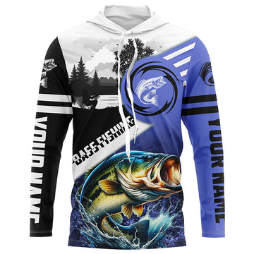 Largemouth Bass Fishing Blue performance fishing UV protection custom name long sleeves NQS2121