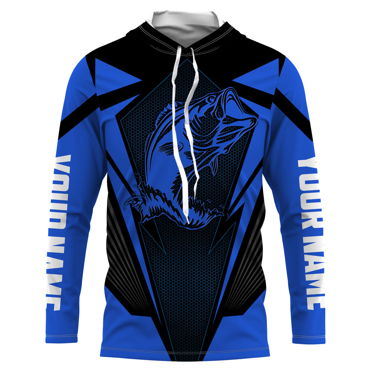 Personalized Bass Fishing tattoo, Bass Fishing Long Sleeve Fishing tournament | blue - NQS3624