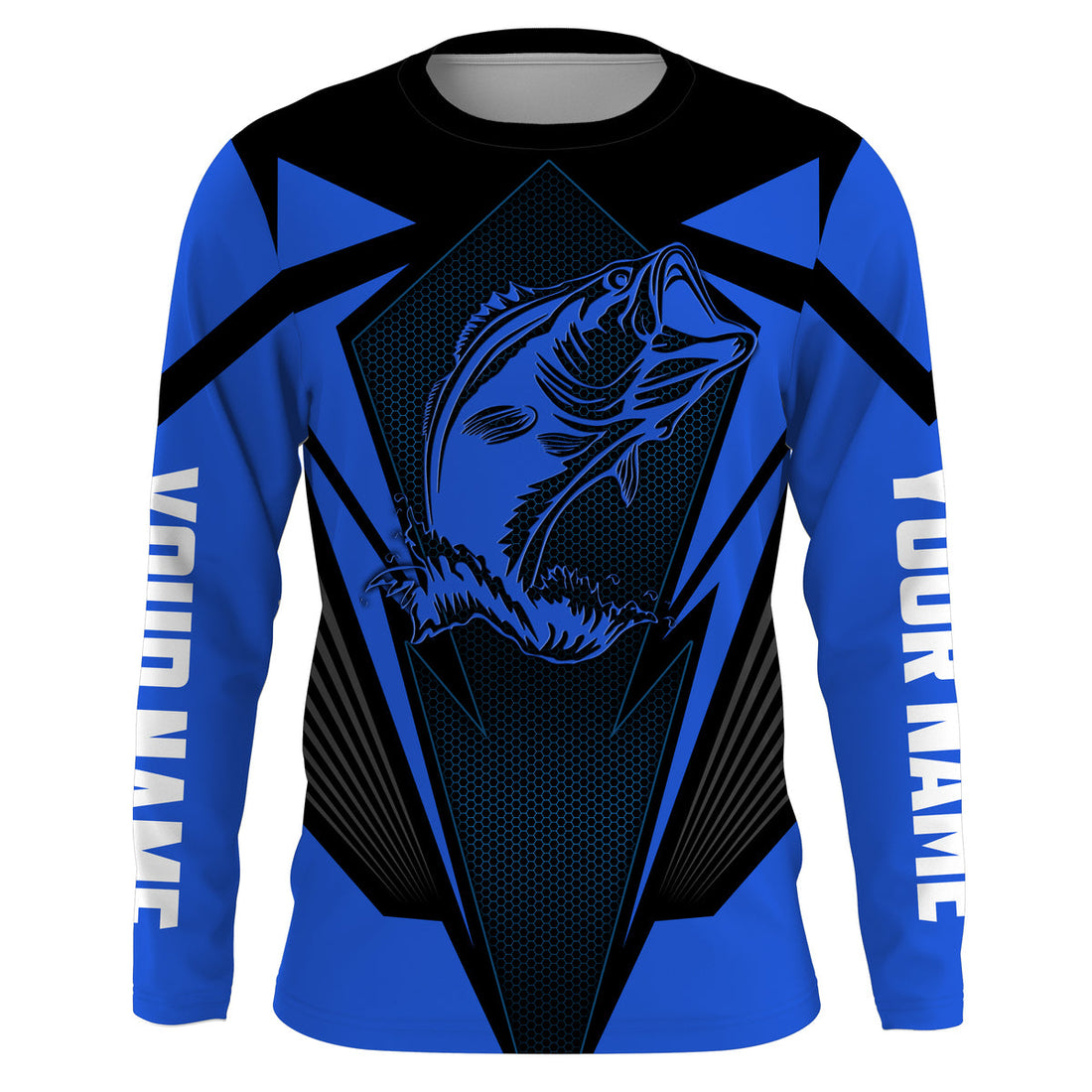 Personalized Bass Fishing tattoo, Bass Fishing Long Sleeve Fishing tournament | blue - NQS3624