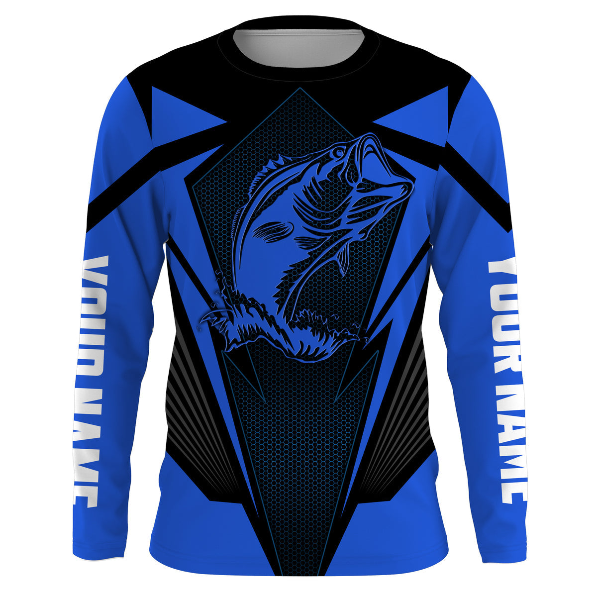 Personalized Bass Fishing tattoo, Bass Fishing Long Sleeve Fishing tournament | blue - NQS3624