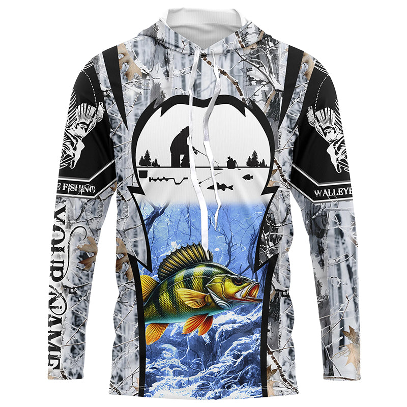 Perch ice fishing Winter camo custom fishing Performance UV protection NQS1013