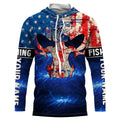 American Flag Fish reaper blue galaxy Custom Long sleeve UV, personalized Patriotic Fishing gifts NQS2389